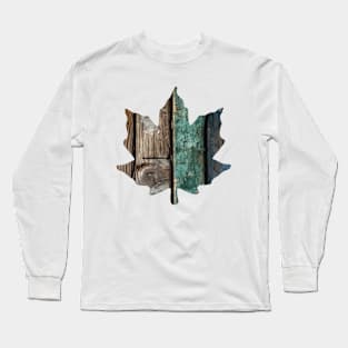 Distressed Wood Leaf Long Sleeve T-Shirt